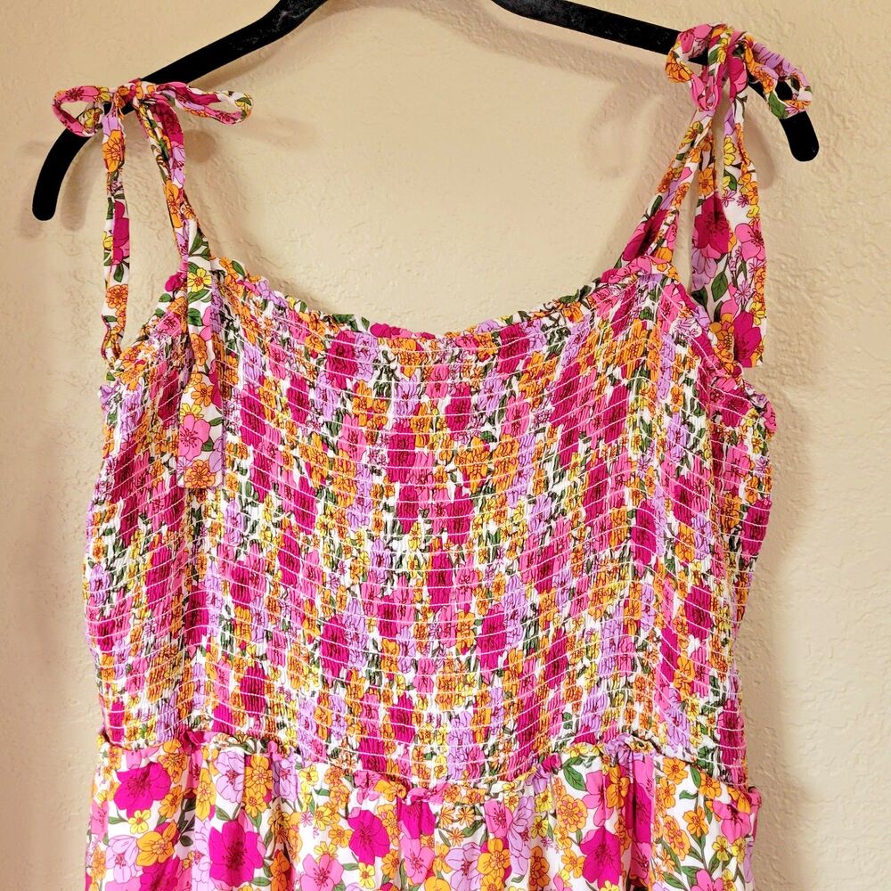 Draper James RSVP Maxi Dress Floral Smocked Tiered Sz XL Summer Pockets Babydoll - Picture 4 of 10